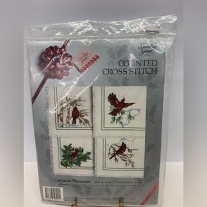 Something Special Counted Cross Stitch Cardinals Placemats - White/Red